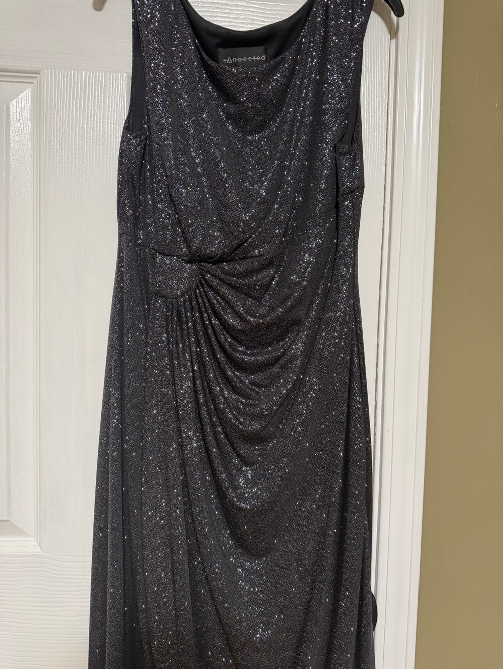 Elegant Black Sparkle Drape Evening Dress